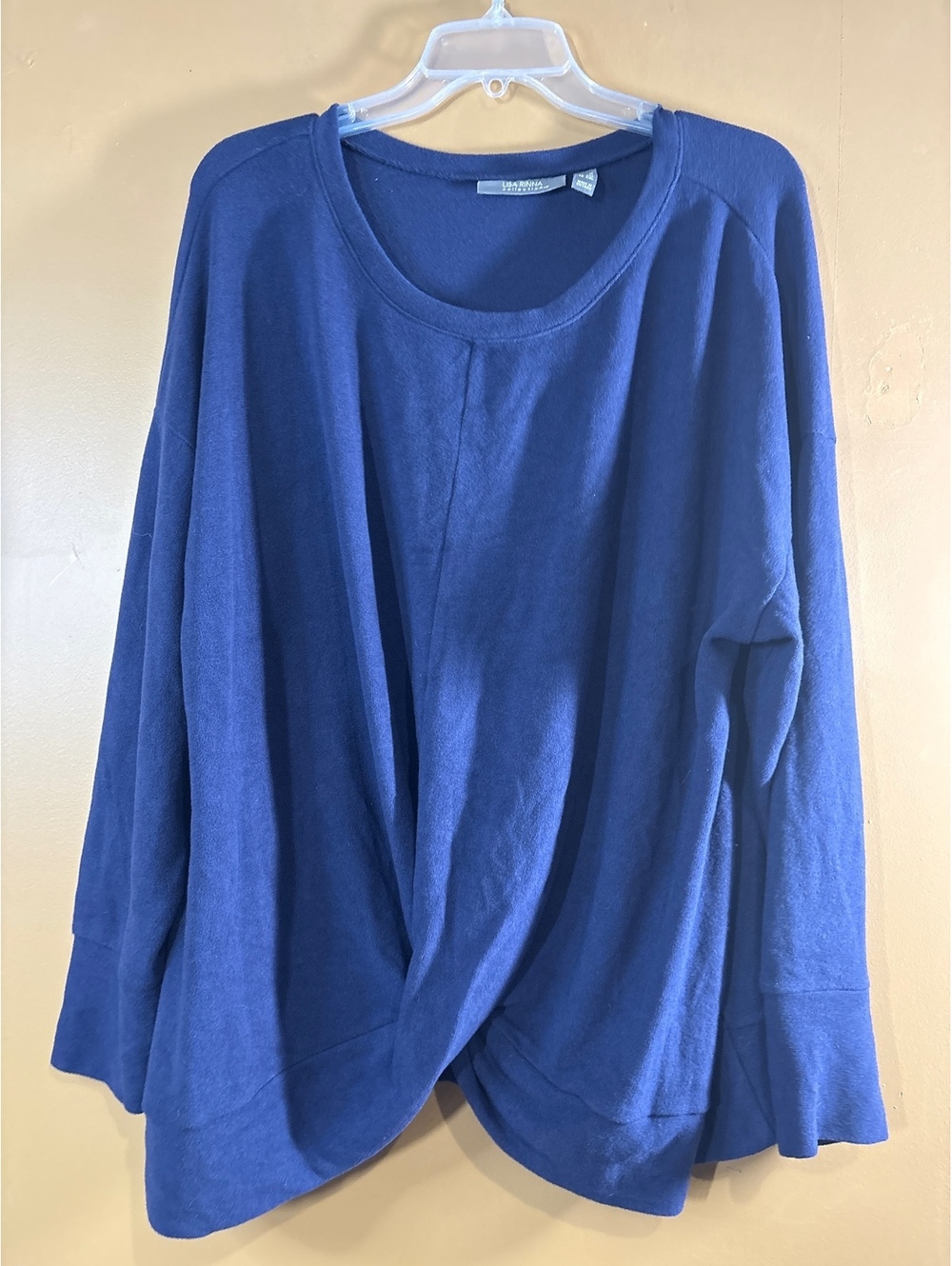 HC1151 Lisa Rinna Collection Blue Long Sleeve Pullover Sweater Plus Size 1X